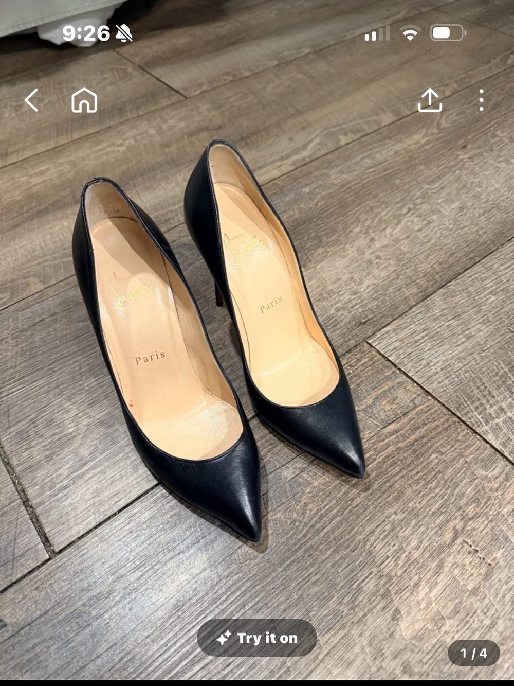 Christian Louboutin Black Pointed-Toe Leather Pumps